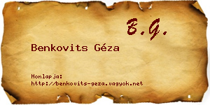 Benkovits Géza névjegykártya