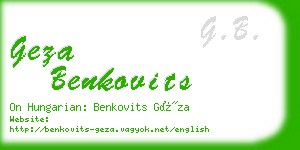 geza benkovits business card
